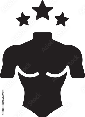 Chest and torso with stars above it fitness symbol