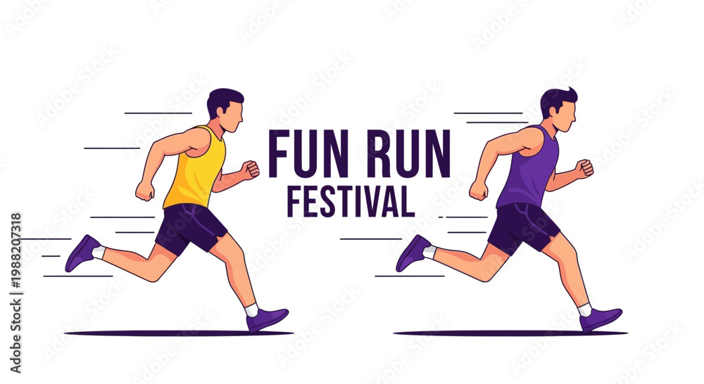 Obraz premium Energetic Runners Showcasing Vibrant Illustration for Fun Run Festival Event