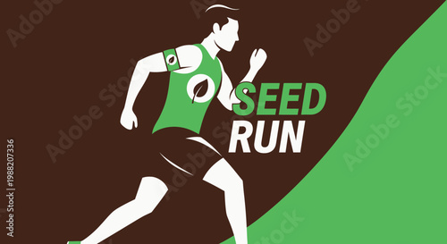 Energetic Athlete Unleashing Seed Run Concept With Dynamic Green and Brown Tones
