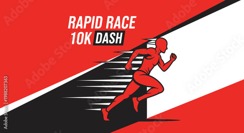 Energetic Runner In Red Sprinting Towards The Finish Line In A Dynamic Composition