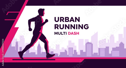 Energetic Runner In Silhouette Navigating The Modern Metropolis During Daylight Hours