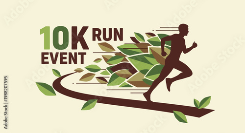 Energetic Runner In Silhouette Races Through 10K Event Infused With Naturalistic Design