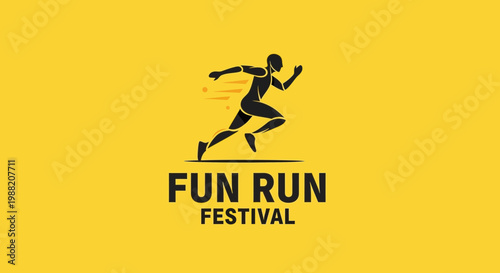 Energetic Running Festival Logo Design Against a Bright Yellow Background