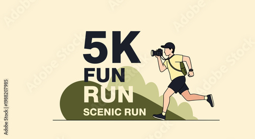 Energetic Photographer Capturing Scenic 5k Fun Run Moments During Race
