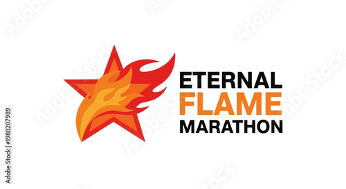 Eternal Flame Marathon Logo Featuring Fiery Star Symbol For Sports Events Design