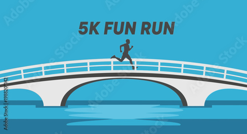Energetic Runner Racing Across Bridge Representing a 5K Fun Run Event