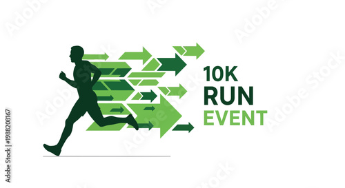 Energetic Runner Achieving Goal: 10K Run Event Design Emphasizing Speed and Endurance