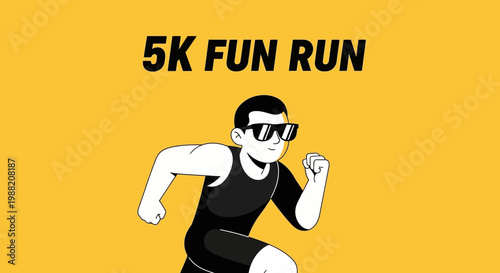 Energetic Runner Ready For A 5k Fun Run Against A Vibrant Mustard Background