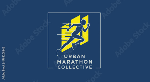 Energetic Runner Silhouette Captures Urban Marathon Collective Spirit