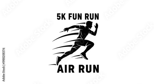 Energetic Runner Silhouette in Motion Depicting a 5K Fun Run and Air Run Concept