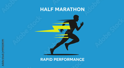 Energetic Silhouette of A Runner Demonstrating Speed and Endurance in A Half Marathon Race