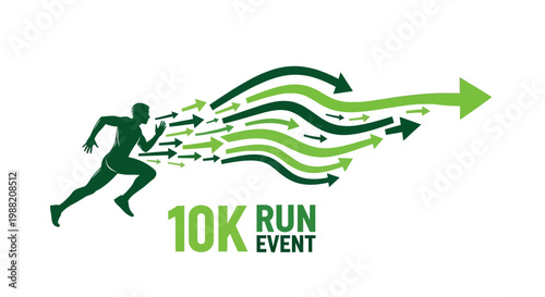 Energetic Runner Silhouette With Abstract Arrows Representing Motion and Endurance