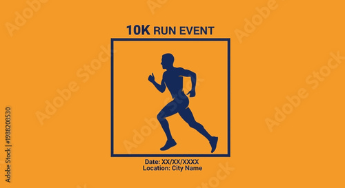 Energetic Silhouette Of Runner Announcing A 10K Run Event Poster For Race