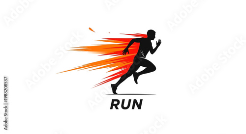 Energetic Runner Silhouette With Colorful Motion Trails Illustrating Velocity and Speed