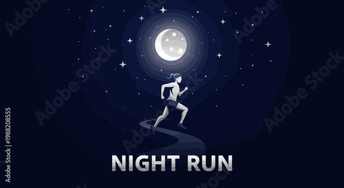 Evening Jogger Silhouette: A Nocturnal Run Under Celestial Brilliance For Physical Wellness