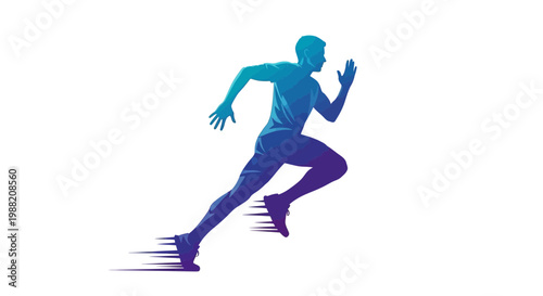 Energetic Silhouette Of Runner In Mid-Stride Depicting Motion, Movement, And Velocity