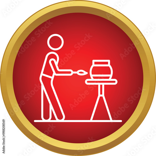 Craftsman sculpting and forming a ceramic pot on a potter's wheel