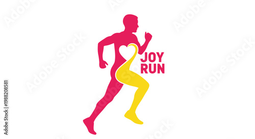 Energetic Runner Silhouette With Joyful Heart Symbol For Fitness and Running Enthusiasts