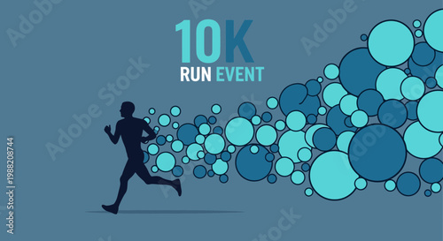 Energetic Runner Silhouetted Against a Dynamic 10K Run Event Design Creation