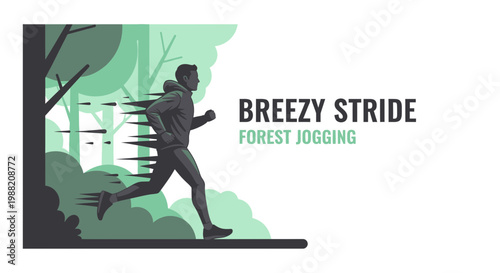 Energetic Silhouette Runs Through Verdant Forest, Capturing Joy Of Outdoor Exercise