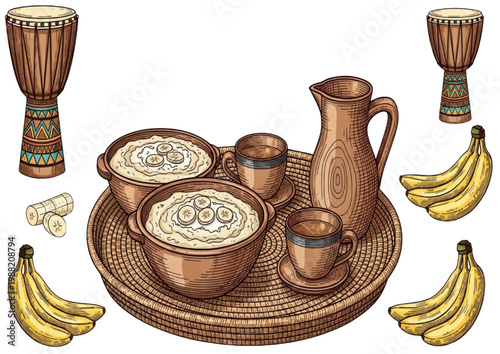 African Breakfast Experience with Drums and Bananas