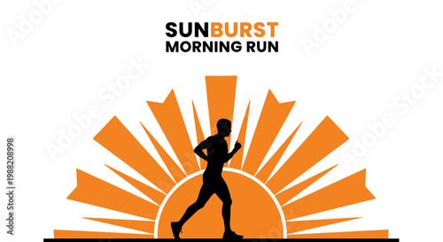 Energetic Sunrise Run Silhouette Depicting Fitness and Motion Against a Bright Background