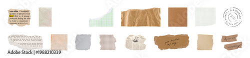PNG Vintage torn paper textures collection on transparent background