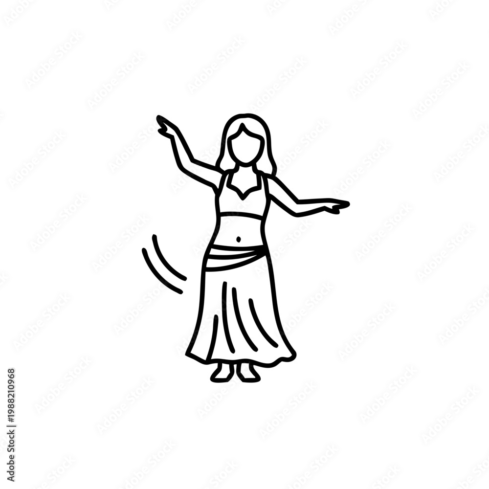 Fototapeta premium Young woman performing belly dance with flowing skirt in motion 