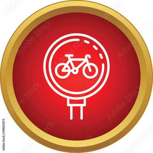 Vector illustration of a bicycle lane traffic sign symbol inside a red circle