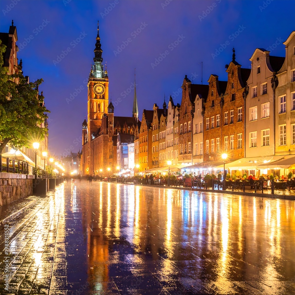 Fototapeta premium Rainy night city reflections