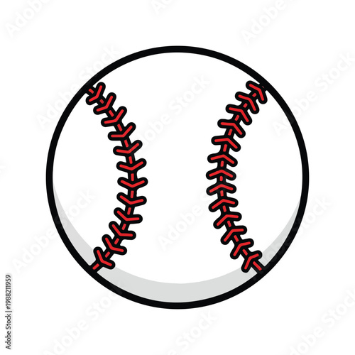 Baseball ball with red stitching on white background isolated.