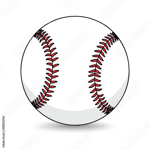 Baseball ball with red stitching on white background isolated.