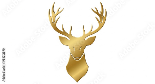 Golden Deer Head Silhouette Elegant Majestic Animal.