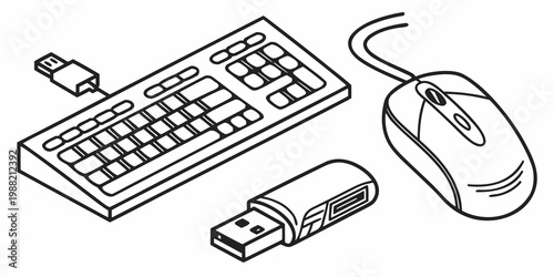 Computer peripherals and accessories keyboard mouse usb flash drive technology