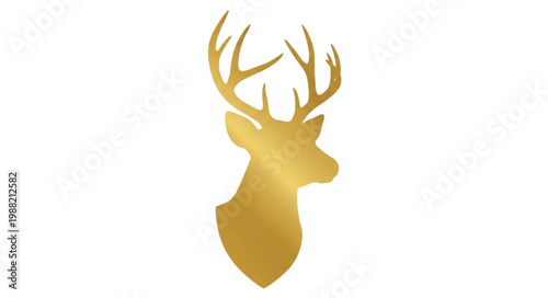 Golden Deer Head Silhouette Graphic Design.
