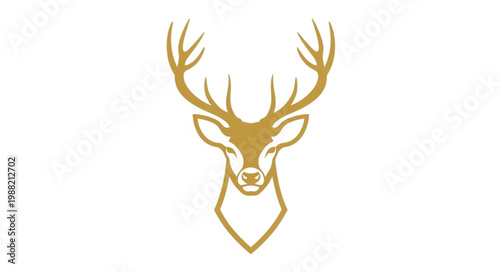 Golden Deer Head Silhouette Logo Design.