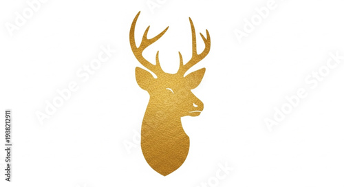 Golden Deer Head Silhouette with Antlers.