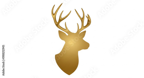 Golden Deer Head Silhouette with Antlers.