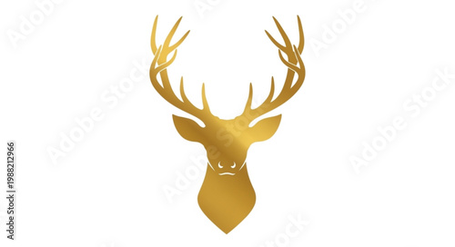 Golden Deer Head Silhouette with Antlers.
