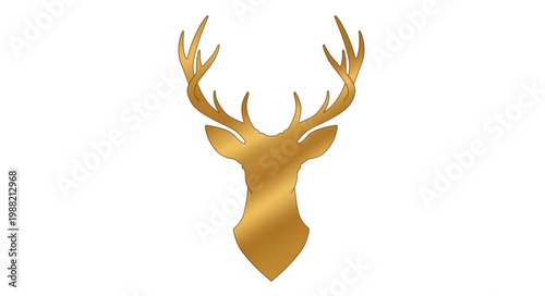 Golden Deer Head Silhouette with Antlers.