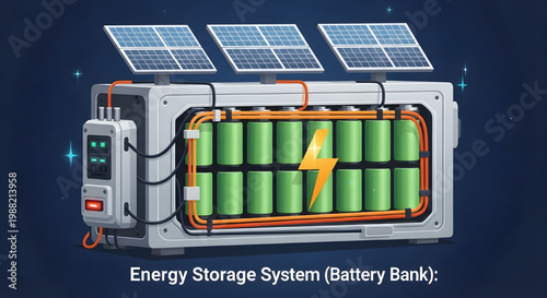 Solar Powered EV Infrastructure System Diagram Blueprint Vector – Energy Storage Electric Vehicle Charging Network AutoCAD Technical Illustration on Blue Background