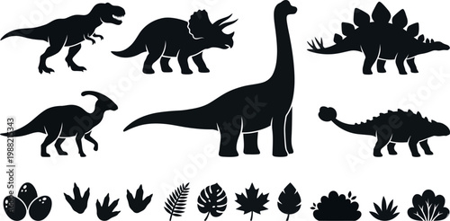 Dinosaur Silhouette Mega Set Prehistoric Animal Icon Collection