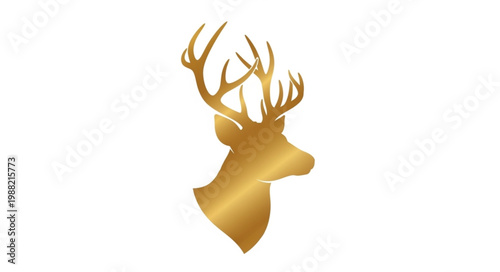 Golden Deer Head Silhouette with Antlers.