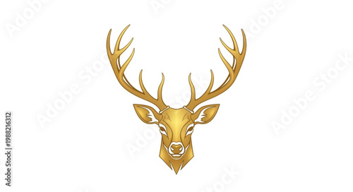 Golden Deer Head with Majestic Antlers.