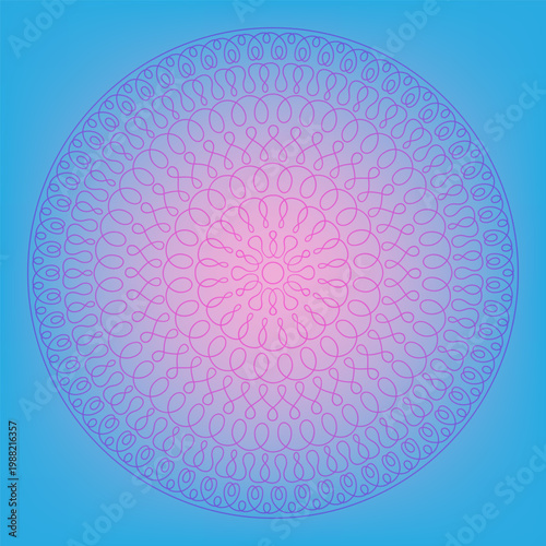 Round pattern, seamless brushes on bright background. Calligraphic pen drawing. 