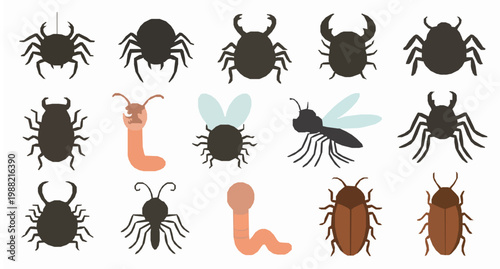 Cartoon evil bug characters vector collection creepy insects and funny monsters isolated on white