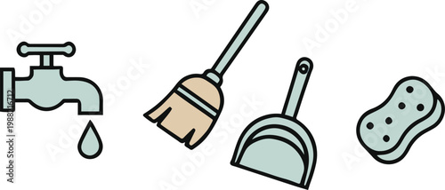 Cleaning tools and bathroom accessories