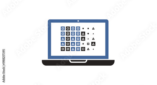 Laptop with puzzle on screen display.