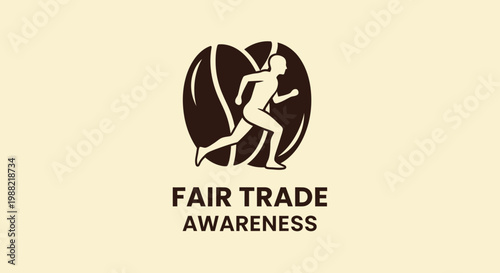 Fair Trade Emblem: A Runner Within Coffee Beans, Promoting Social Responsibility Practices