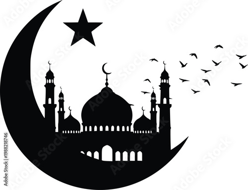 Islamic Mosque Silhouette Vector Illustration